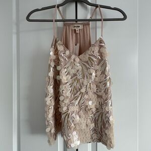 Anthropologie Cream Sequin Camisole
